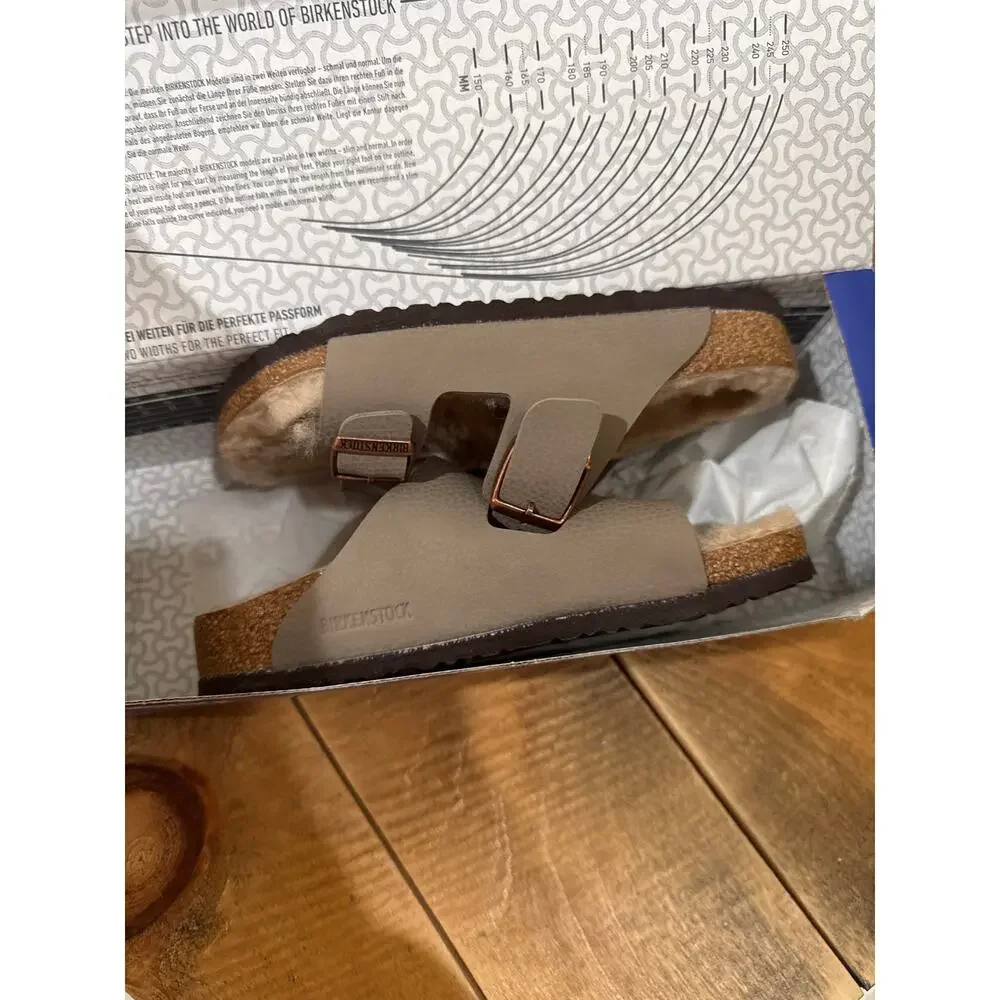 Birkenstock Arizona Shearling slide gray girls 1 narrow 32 NEW